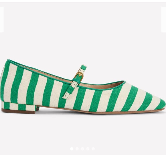 Boden Penelope Mary Jane Flat Rich Emerald Stripe 38/7 - Picture 3 of 13